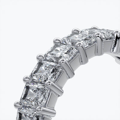 Gemma Wedding ring radiant diamonds scalloped band 18ct white gold