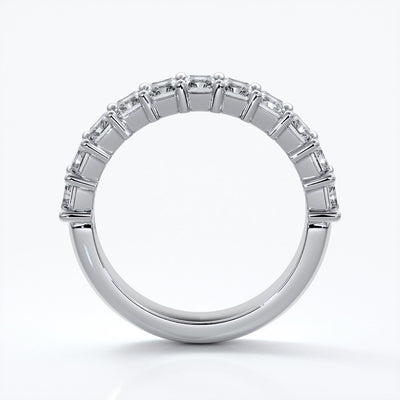 Gemma Wedding ring radiant diamonds scalloped band 18ct white gold