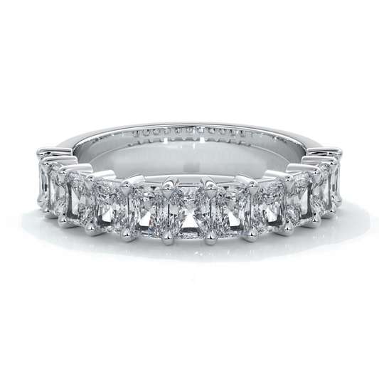 Gemma Wedding ring radiant diamonds scalloped band 18ct white gold