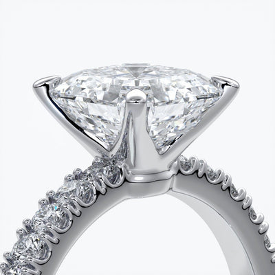 Hazel Engagement ring square emerald diamond 4 claw diamond band 18ct white gold