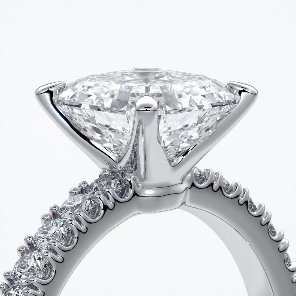 Hazel Engagement ring square emerald diamond 4 claw diamond band 18ct white gold