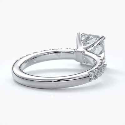 Hazel Engagement ring square emerald diamond 4 claw diamond band 18ct white gold