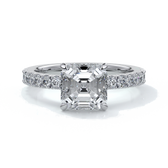 Hazel Engagement ring square emerald diamond 4 claw diamond band 18ct white gold
