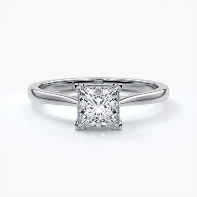 Henrietta Engagement ring princess diamond 4 claw cathedral platinum