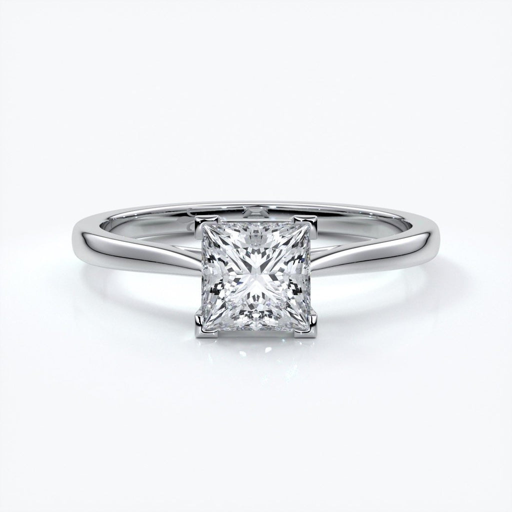 Henrietta Engagement ring princess diamond 4 claw cathedral platinum