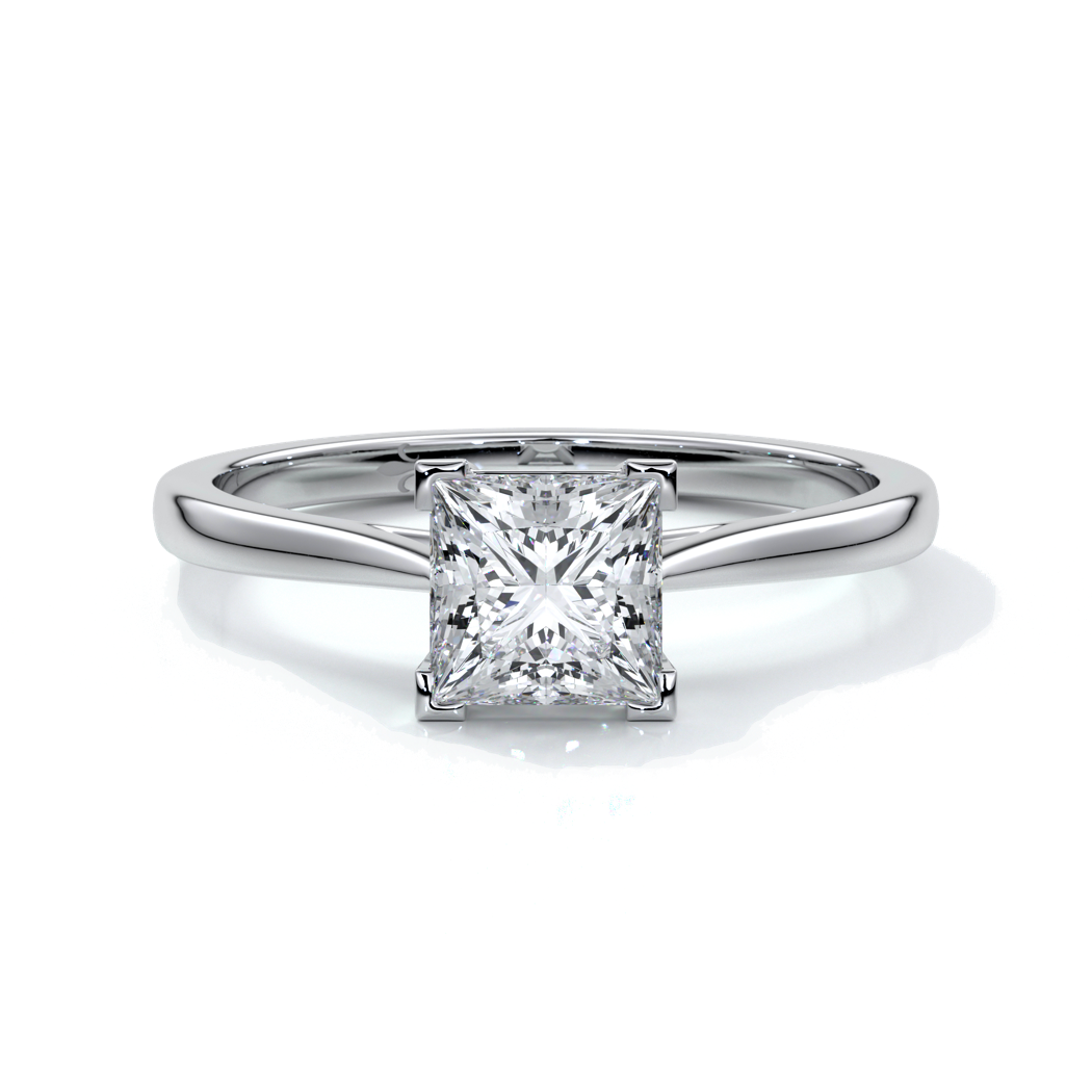 Henrietta Engagement ring princess diamond 4 claw cathedral platinum