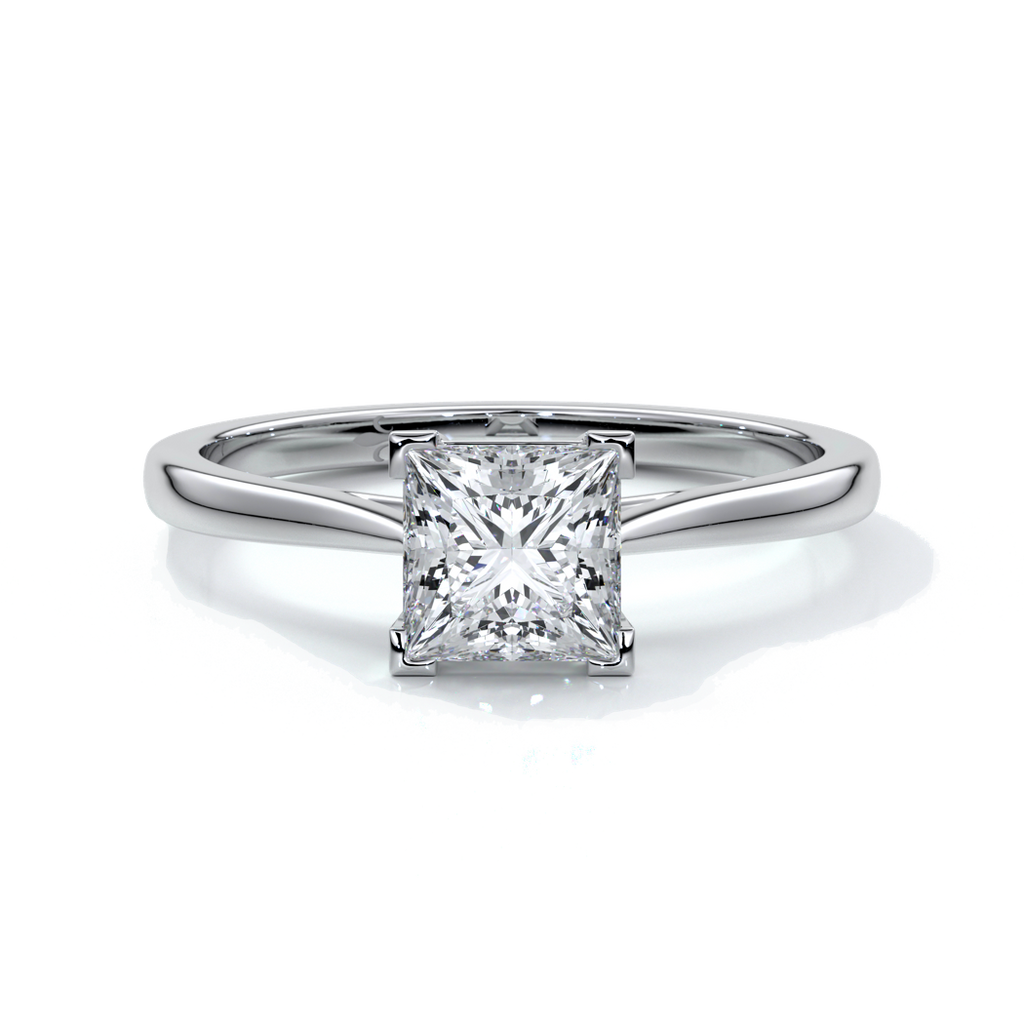 Henrietta Engagement ring princess diamond 4 claw cathedral platinum