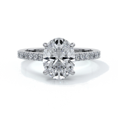 Isabella Engagement ring oval diamond 4 claw cathedral diamond band 18ct white gold