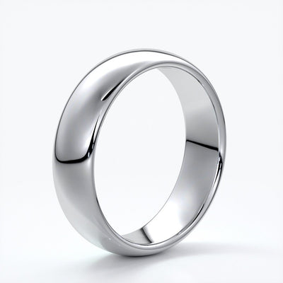 Jack Wedding ring 6mm comfort round mens band 18ct white gold