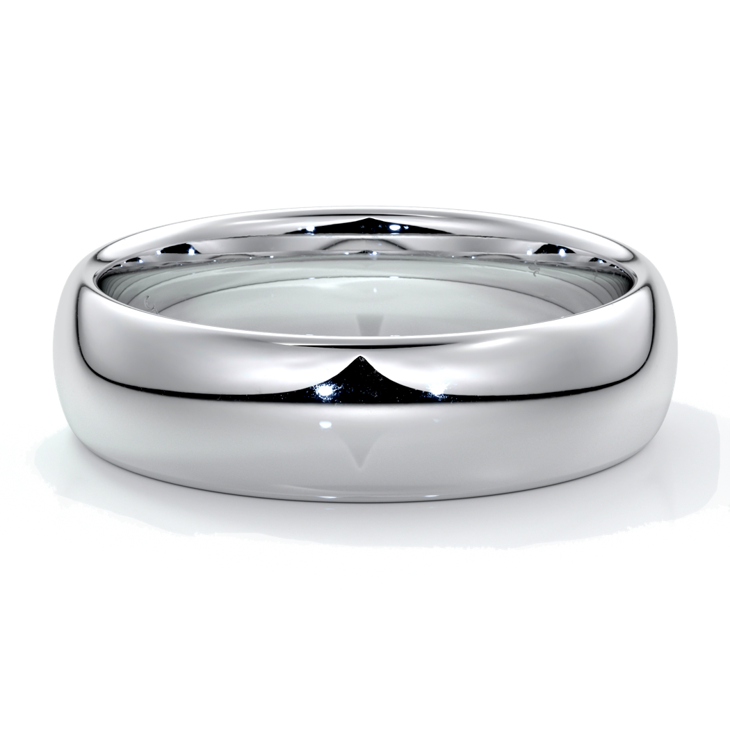 Jack Wedding ring 6mm comfort round mens band 18ct white gold