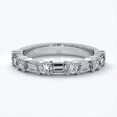 Jessica Wedding ring large round diamonds baguette 18ct white gold