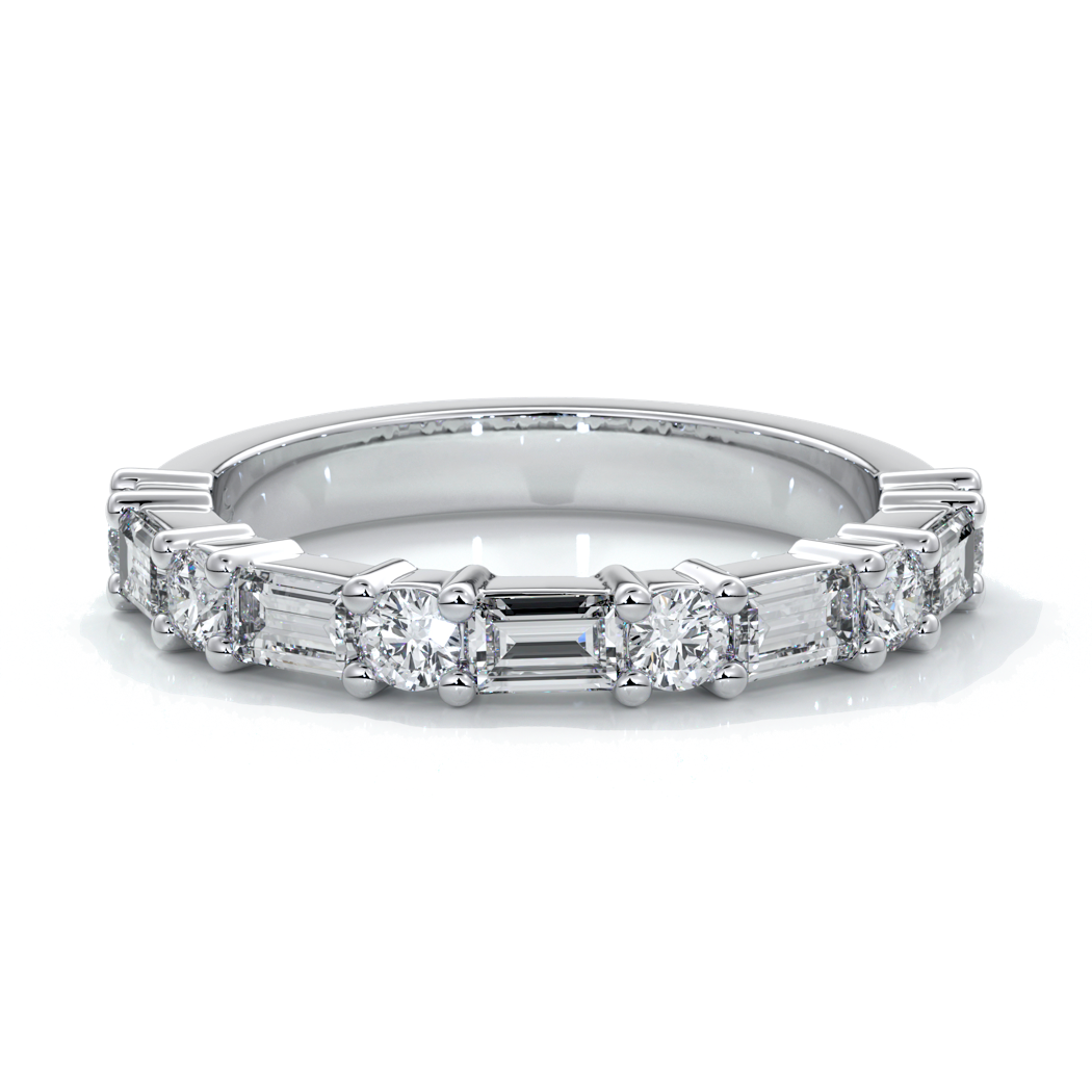 Jessica Wedding ring large round diamonds baguette 18ct white gold