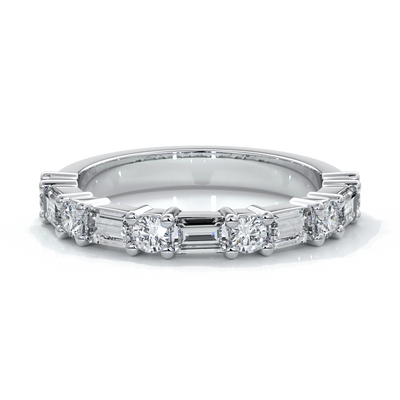 Jessica Wedding ring large round diamonds baguette 18ct white gold