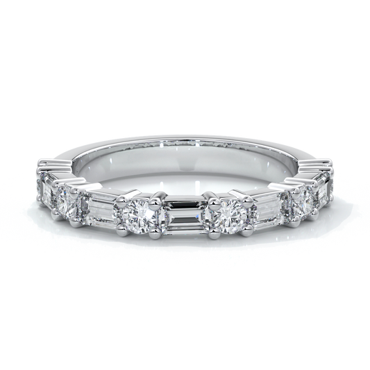 Jessica Wedding ring large round diamonds baguette 18ct white gold