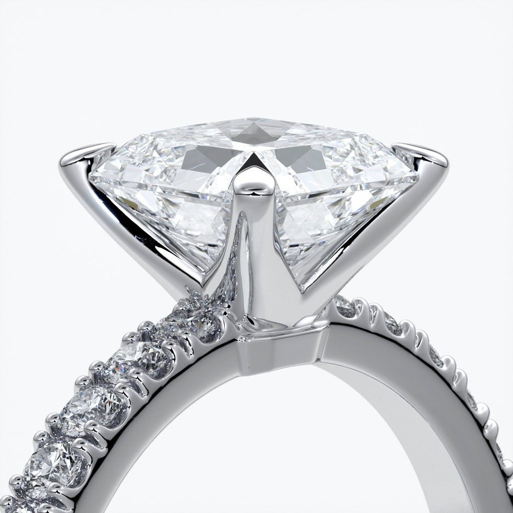 Julia Engagement Ring square cut radiant diamond band 18ct white gold