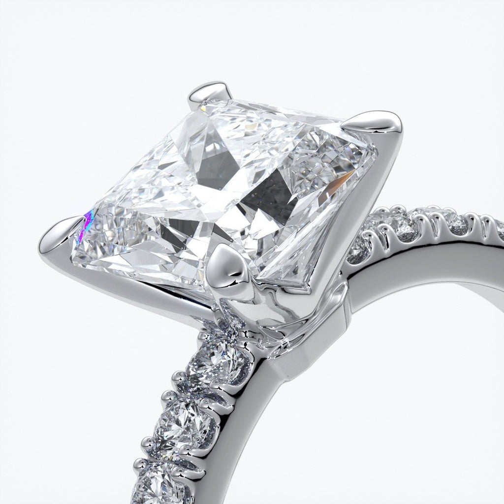 Julia Engagement Ring square cut radiant diamond band 18ct white gold