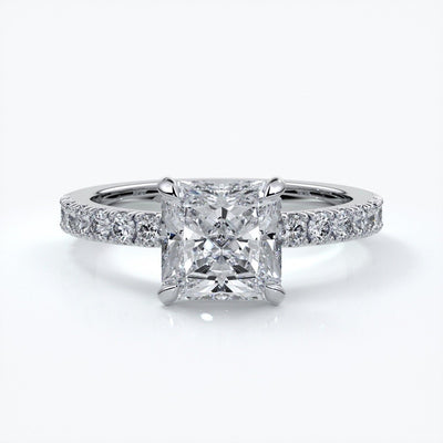 Julia Engagement Ring square cut radiant diamond band 18ct white gold