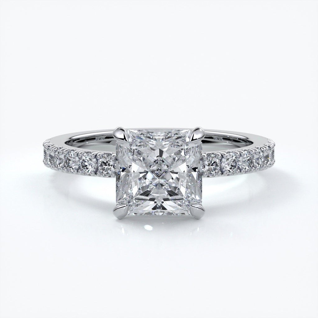 Julia Engagement Ring square cut radiant diamond band 18ct white gold