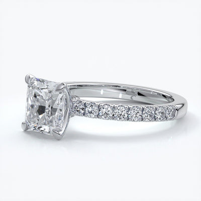 Julia Engagement Ring square cut radiant diamond band 18ct white gold