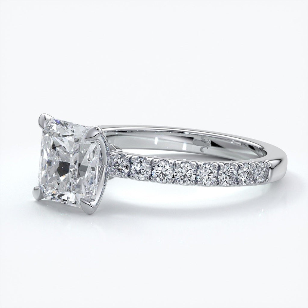 Julia Engagement Ring square cut radiant diamond band 18ct white gold