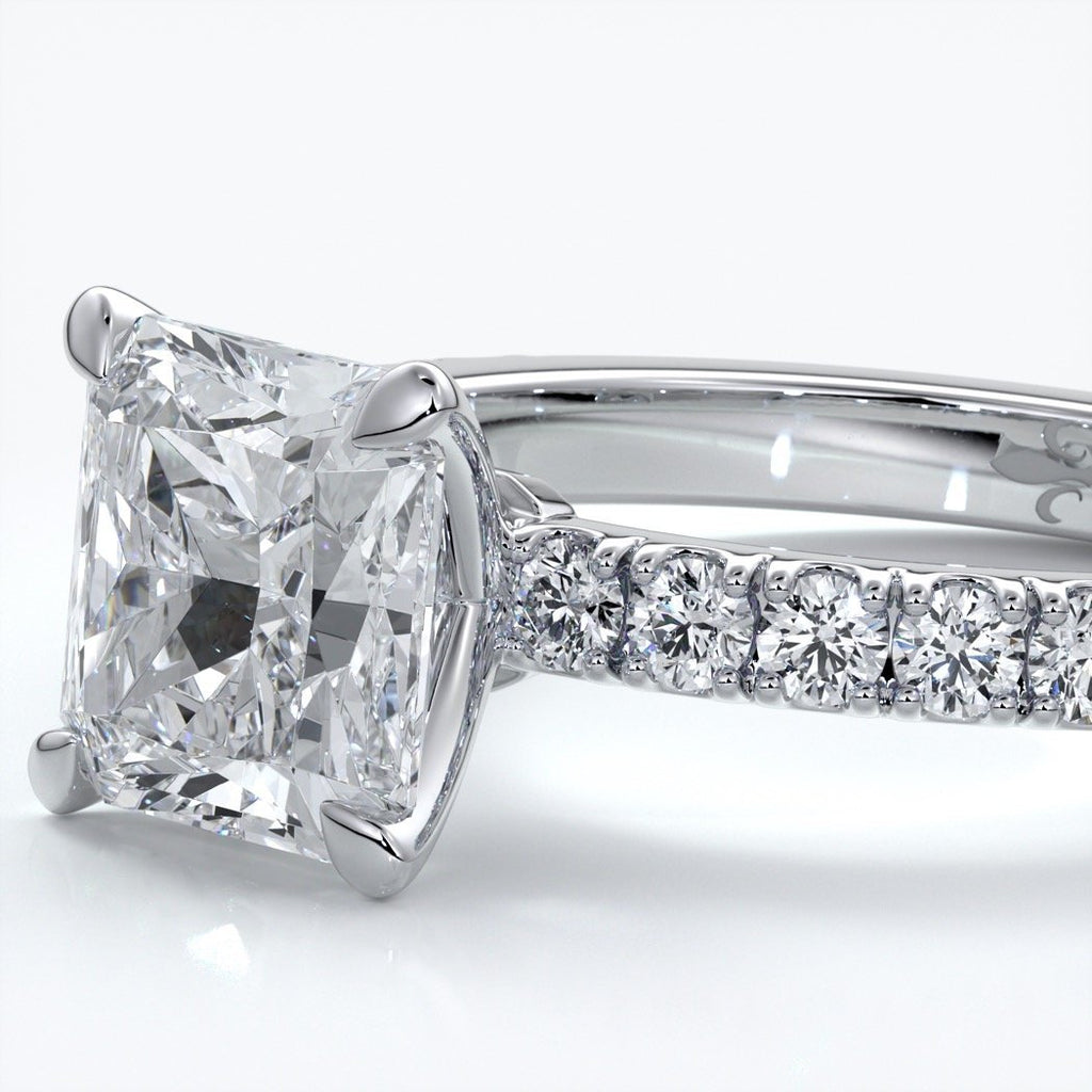 Julia Engagement Ring square cut radiant diamond band 18ct white gold