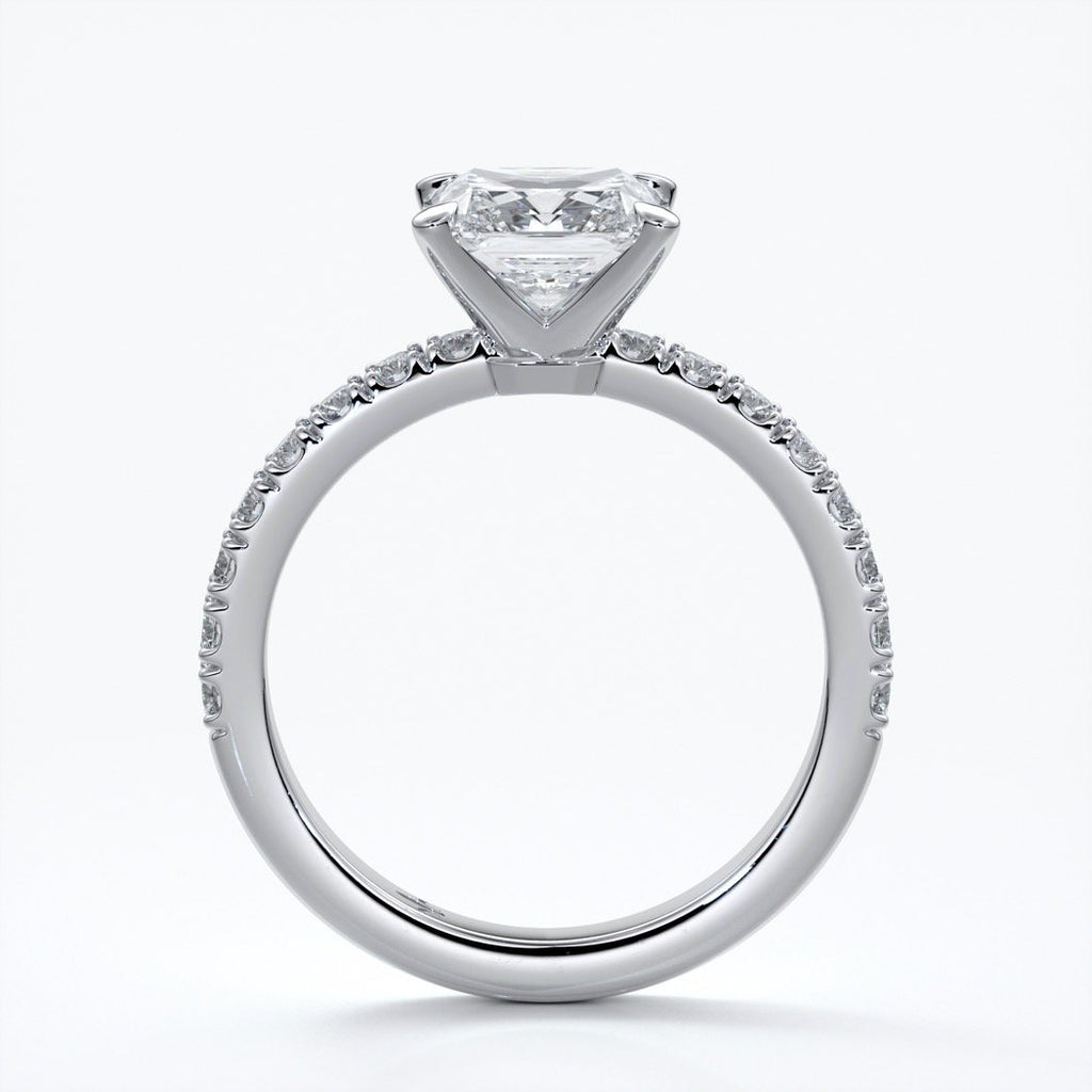 Julia Engagement Ring square cut radiant diamond band 18ct white gold