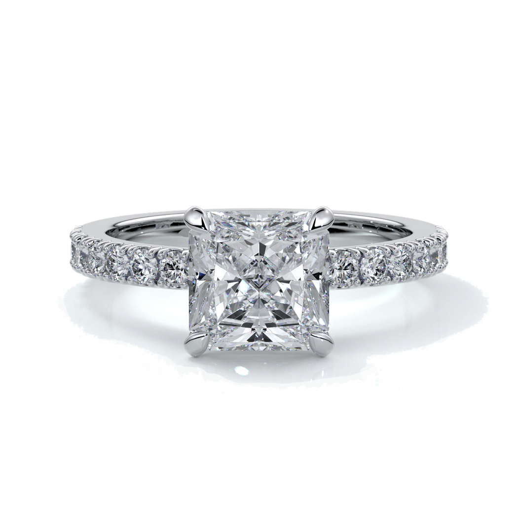 Julia Engagement Ring square cut radiant diamond band 18ct white gold