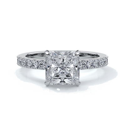 Julia Engagement Ring square cut radiant diamond band 18ct white gold