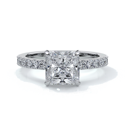 Julia Engagement Ring square cut radiant diamond band 18ct white gold