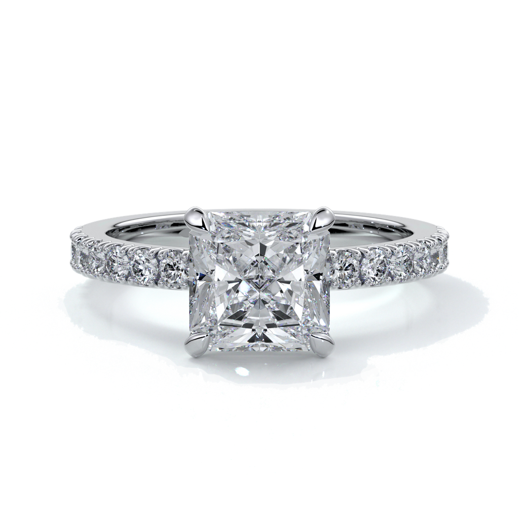 Julia Engagement Ring square cut radiant diamond band 18ct white gold