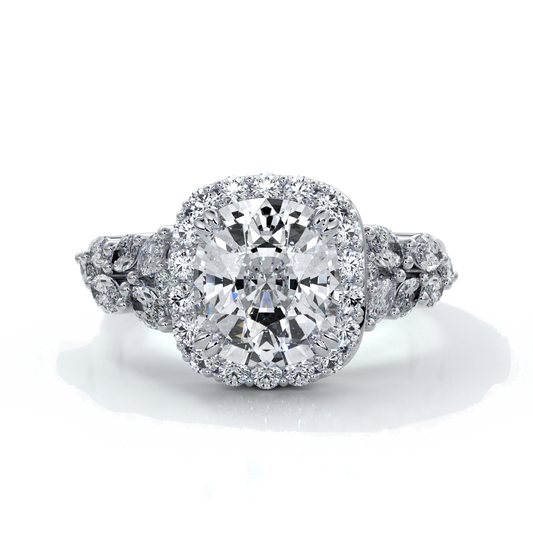 Lauren Wedding ring sapphire diamond cathedral diamond band 18ct white gold