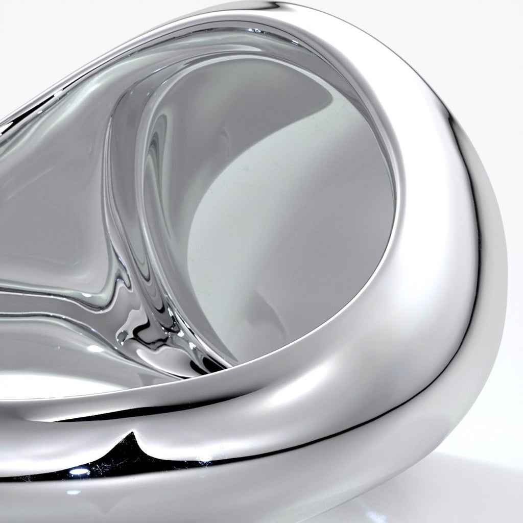 Liam Mens band round crest 18ct white gold