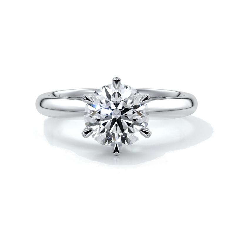 Lily Engagement ring round diamond 6 claws platinum