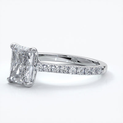 Lucinda Engagement Ring radiant diamond diamond band platinum
