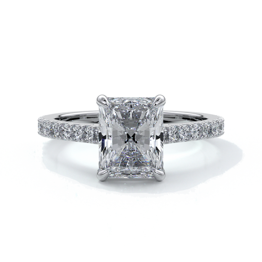 Lucinda Engagement Ring radiant diamond diamond band platinum
