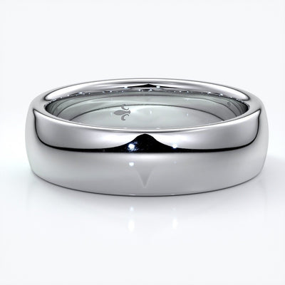 Luke Wedding ring 6mm medium round mens band 18ct white gold