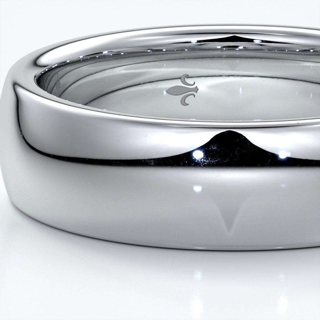 Luke Wedding ring 6mm medium round mens band 18ct white gold