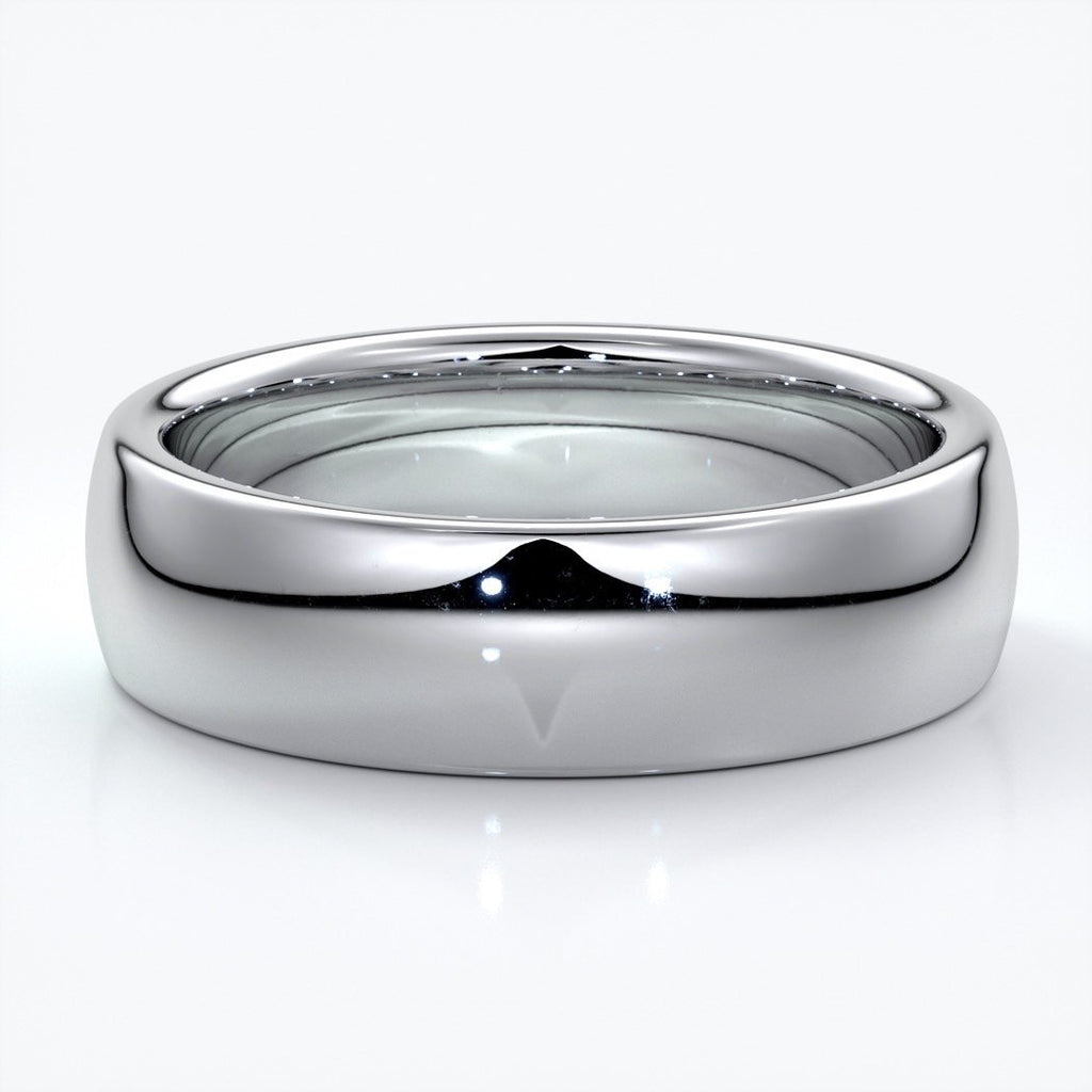 Luke Wedding ring 6mm medium round mens band 18ct white gold