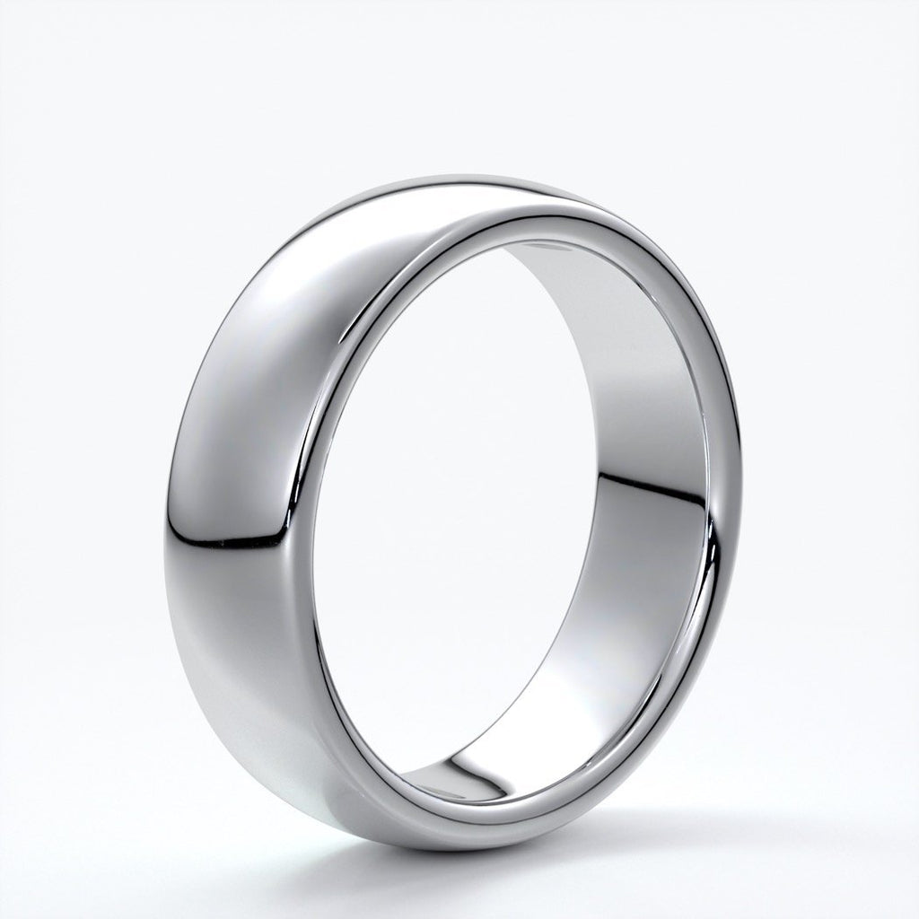 Luke Wedding ring 6mm medium round mens band 18ct white gold