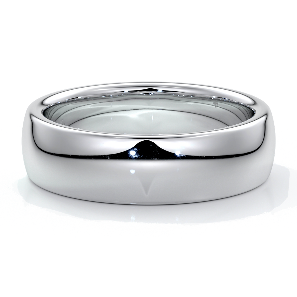 Luke Wedding ring 6mm medium round mens band 18ct white gold