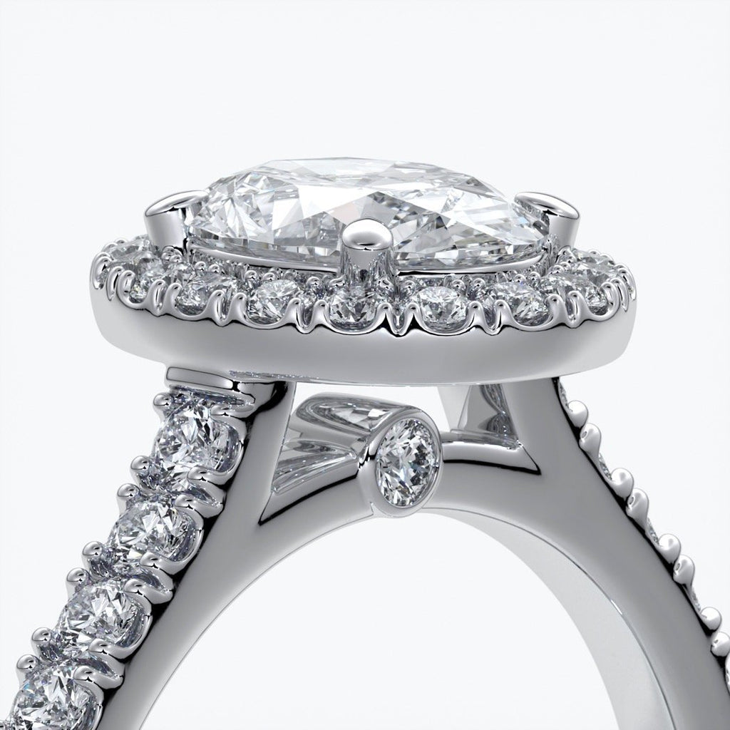 Maddison Engagement Ring oval diamond band halo 18ct white gold
