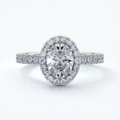 Maddison Engagement Ring oval diamond band halo 18ct white gold