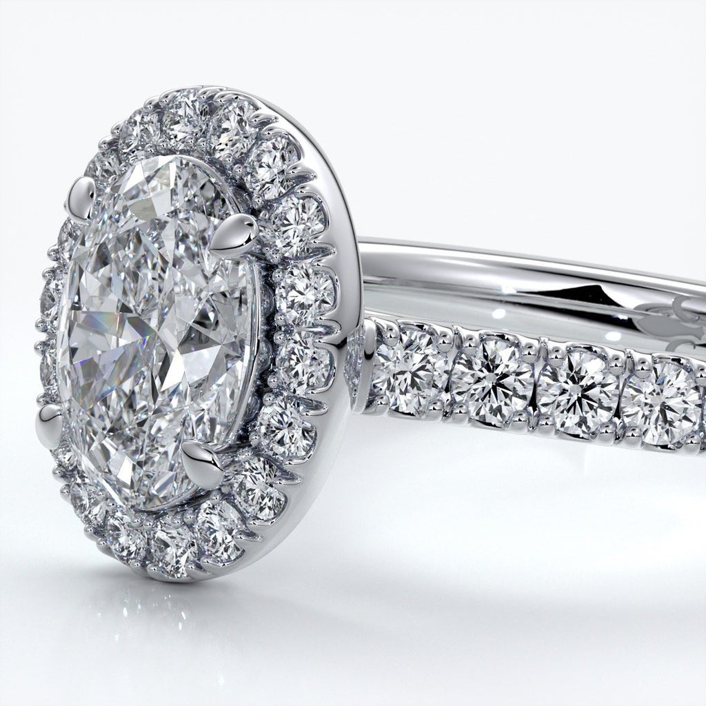 Maddison Engagement Ring oval diamond band halo 18ct white gold