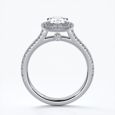 Maddison Engagement Ring oval diamond band halo 18ct white gold