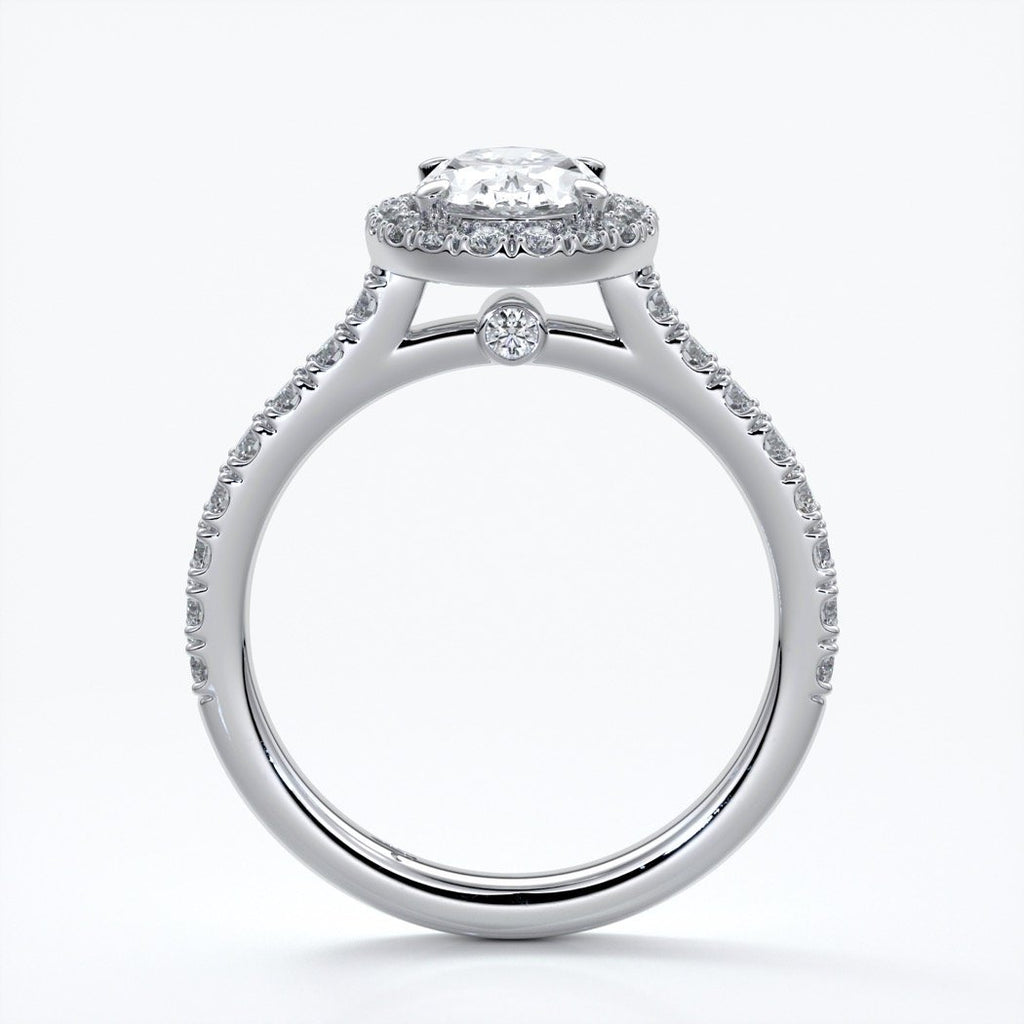Maddison Engagement Ring oval diamond band halo 18ct white gold