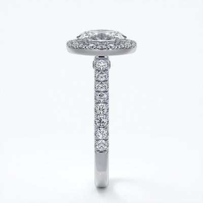 Maddison Engagement Ring oval diamond band halo 18ct white gold