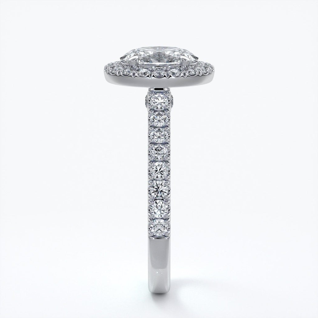 Maddison Engagement Ring oval diamond band halo 18ct white gold