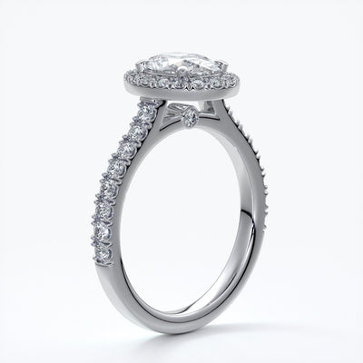 Maddison Engagement Ring oval diamond band halo 18ct white gold