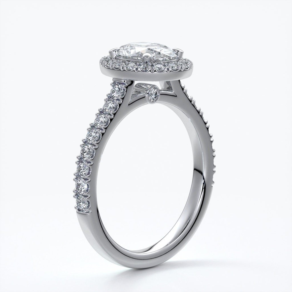 Maddison Engagement Ring oval diamond band halo 18ct white gold