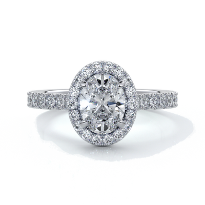 Maddison Engagement Ring oval diamond band halo 18ct white gold